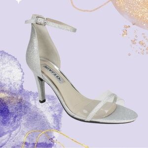 RIALTO Women's Revere Silver Glitter Dress Sandals US 8.5M